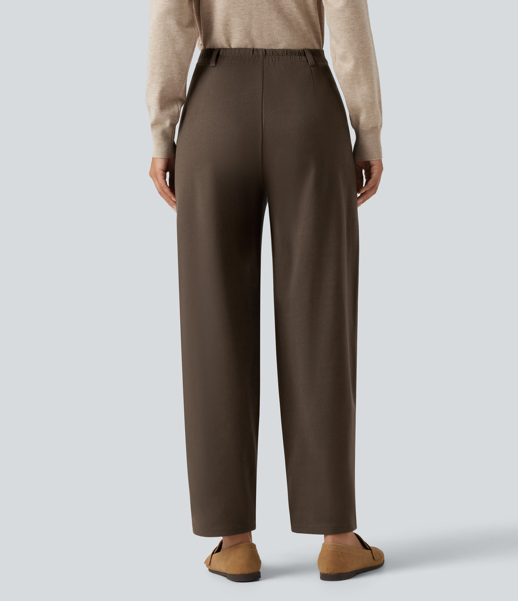 High Waisted Tapered Work Trousers with Pockets — Rain Drum — view 2