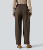 High Waisted Tapered Work Trousers with Pockets — Rain Drum — view 2
