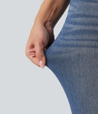 Mid Rise Bootcut Casual Jeans with Pockets — Tide Blue Denim — view 6