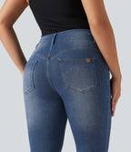 Mid Rise Bootcut Casual Jeans with Pockets — Tide Blue Denim — view 4