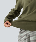 V Neck Long Sleeve Casual Jumper — Winter Moss — view 5