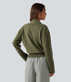 V Neck Long Sleeve Casual Jumper — Winter Moss — view 2