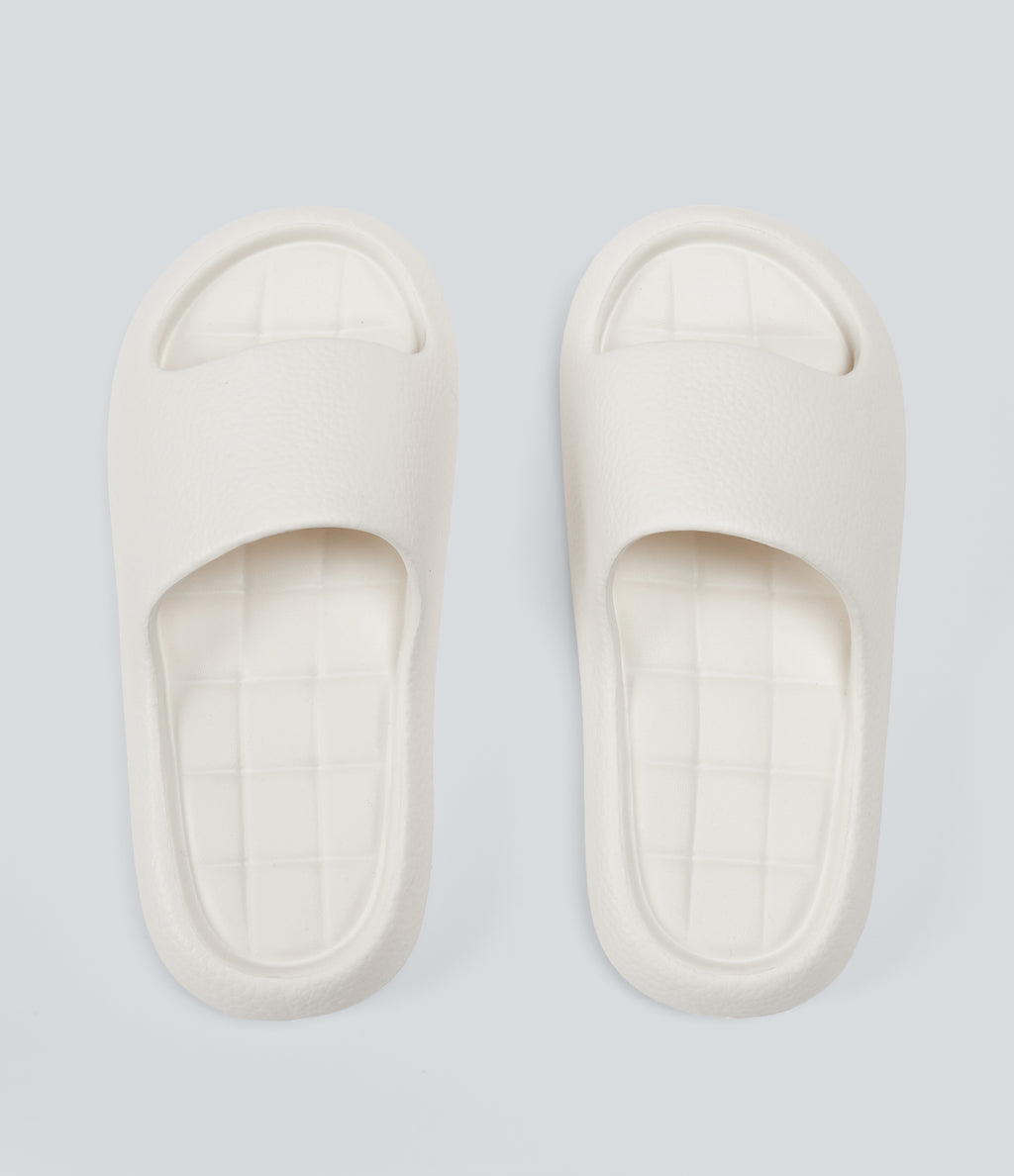 Plain Workout Slides — White — view 1