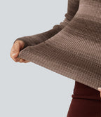 Square Neck Long Sleeve Gradient Stirpe Casual Jumper — Wander Dune — view 6