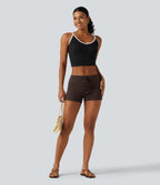 Low Rise Drawstring Skinny Casual Shorts 3" — Mole' — view 7
