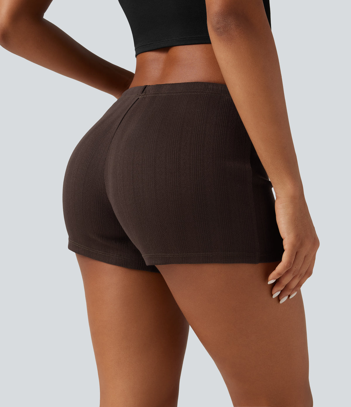 Low Rise Drawstring Skinny Casual Shorts 3" — Mole' — view 2