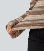 Boat Neck Bell Long Sleeve Gradient Stripe Oversized Casual Jumper — Hazelnut Strata — view 4