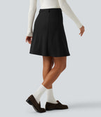 High Waisted A-Line Mini Work Skirt — Black — view 2
