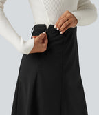 High Waisted A-Line Mini Work Skirt — Black — view 5