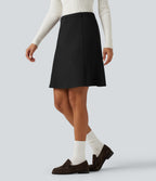 High Waisted A-Line Mini Work Skirt — Black — view 3