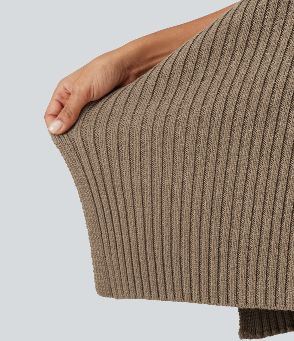High Neck Batwing Half Sleeve Casual Jumper — Lead Gray — view 6