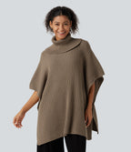 High Neck Batwing Half Sleeve Casual Jumper — Lead Gray — view 1