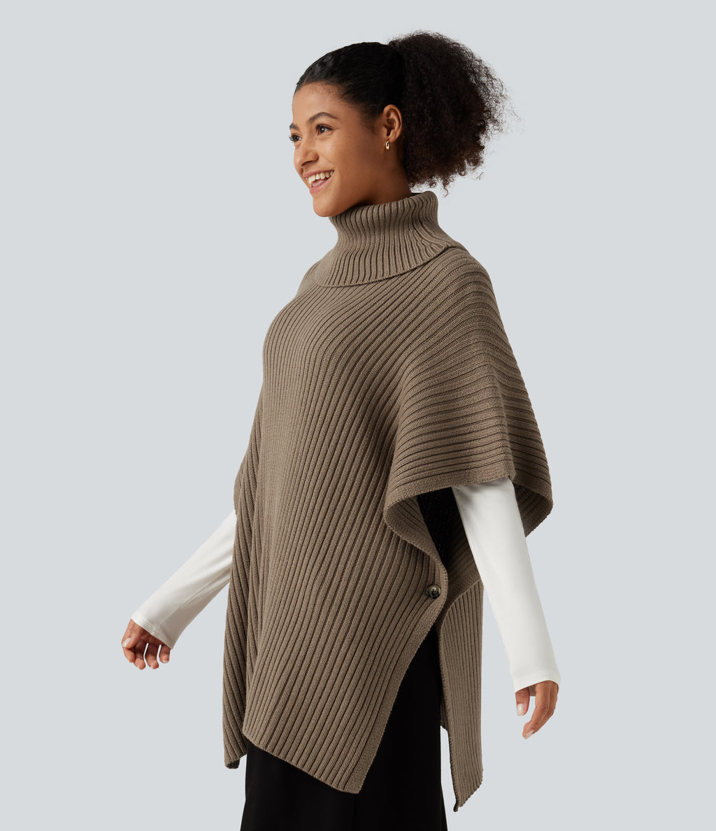 High Neck Batwing Half Sleeve Casual Jumper — Lead Gray — view 3