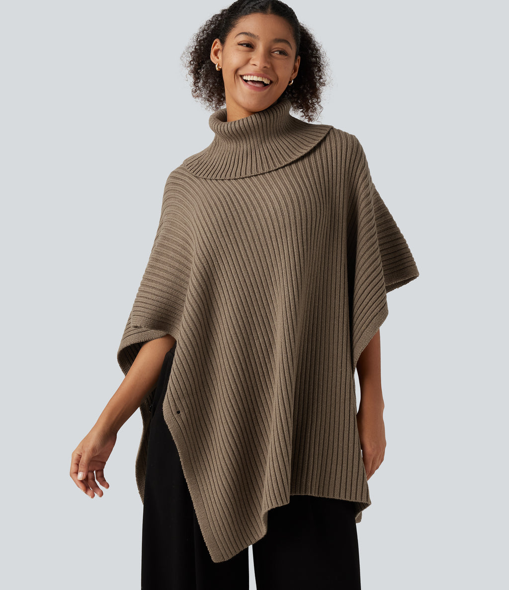 High Neck Batwing Half Sleeve Casual Jumper — Lead Gray — view 4