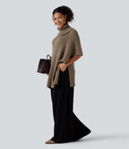 High Neck Batwing Half Sleeve Casual Jumper — Lead Gray — view 7