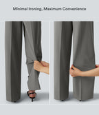 Wrinkle Recovery High Waisted Baggy Work Trousers with Pockets — Silent Storm — view 2