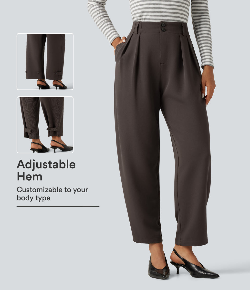 High Waisted Straight Leg Work Trousers with Pockets — Delicioso — view 1