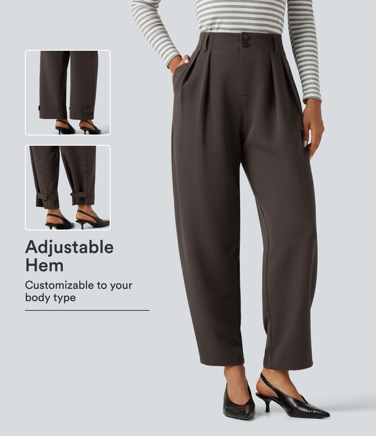 High Waisted Straight Leg Work Trousers with Pockets — Delicioso — view 1