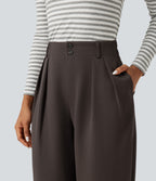 High Waisted Straight Leg Work Trousers with Pockets — Delicioso — view 6