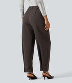 High Waisted Straight Leg Work Trousers with Pockets — Delicioso — view 2