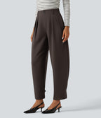 High Waisted Straight Leg Work Trousers with Pockets — Delicioso — view 3