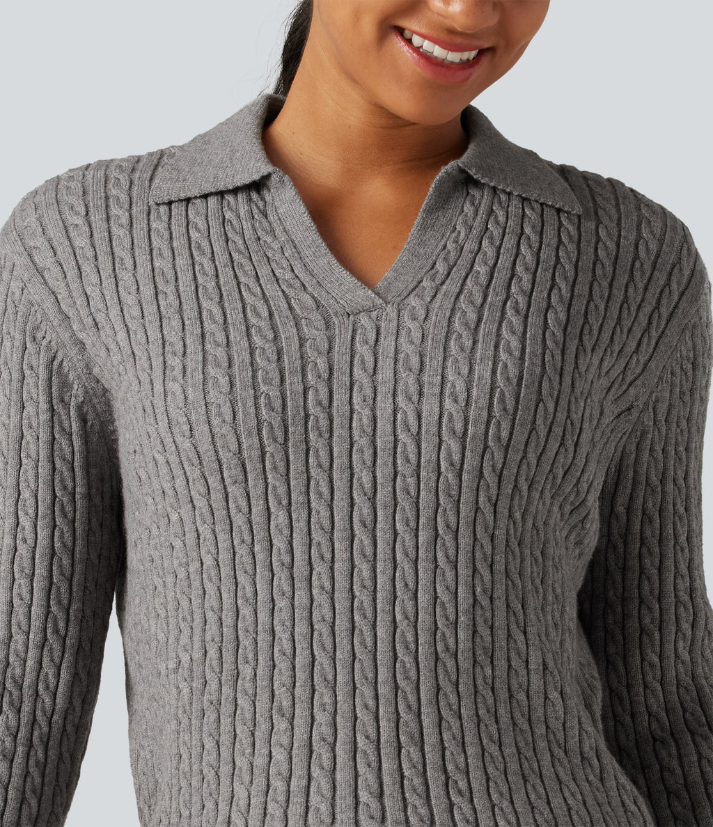 Lapel Long Sleeve Work Jumper — Wild Dove — view 5