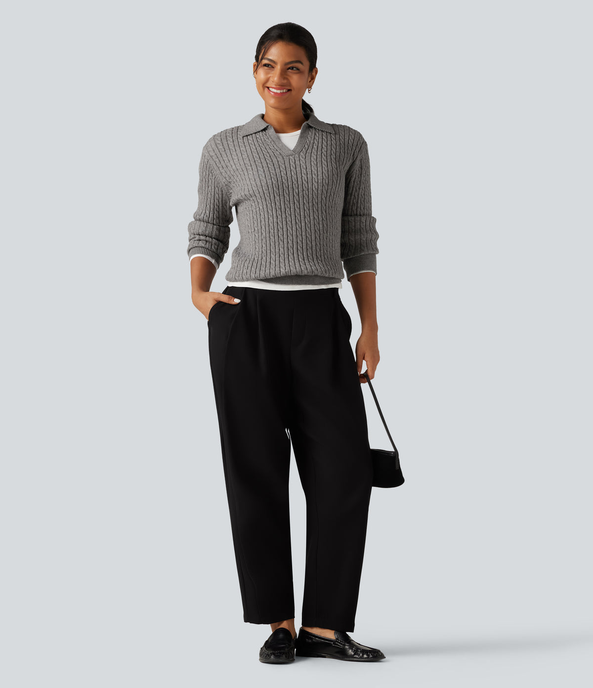 Lapel Long Sleeve Work Jumper — Wild Dove — view 7