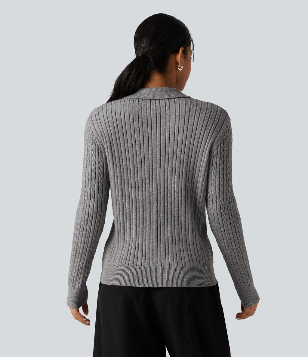 Lapel Long Sleeve Work Jumper — Wild Dove — view 2