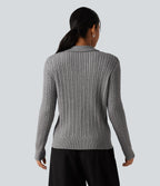 Lapel Long Sleeve Work Jumper — Wild Dove — view 2