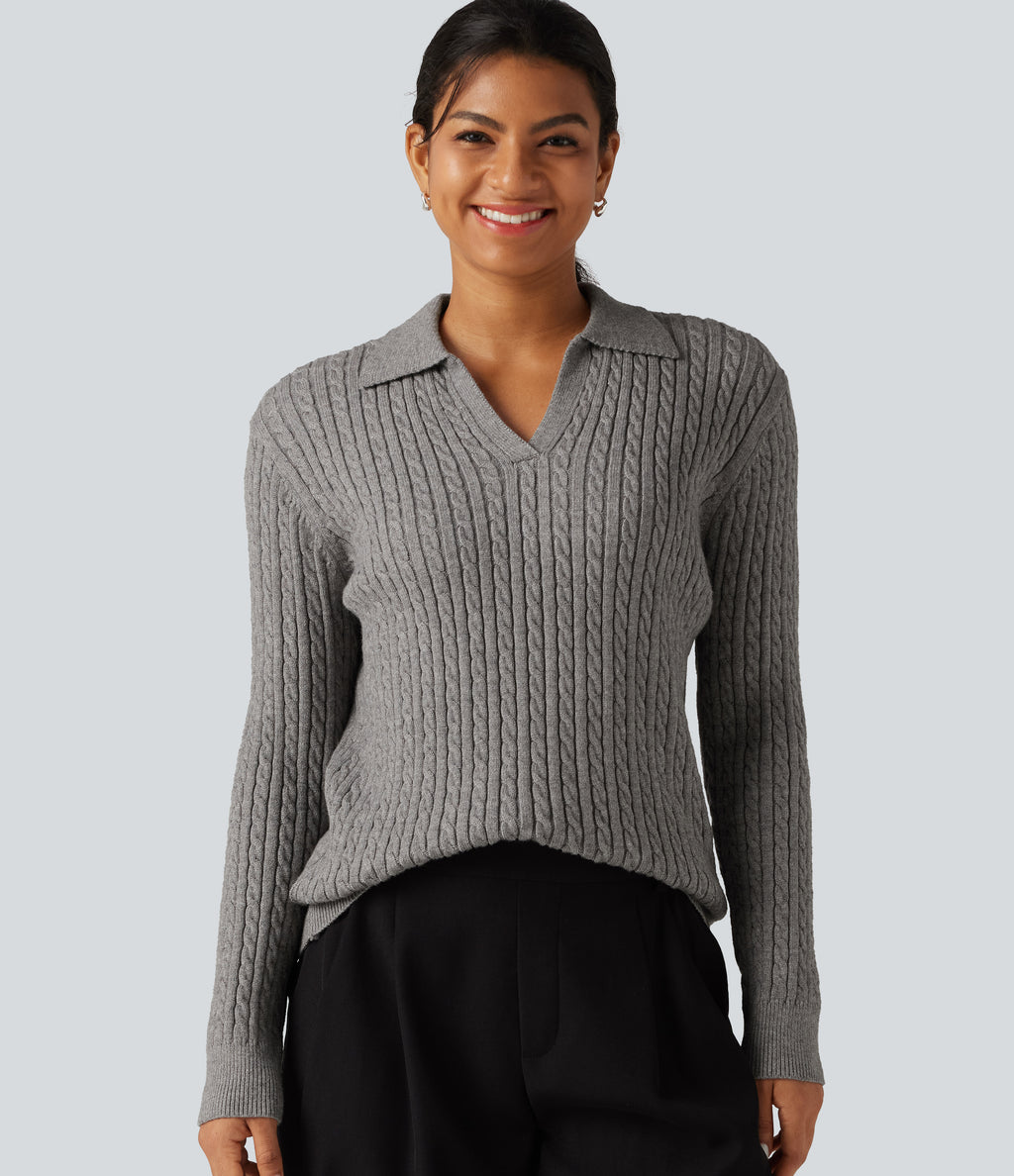 Lapel Long Sleeve Work Jumper — Wild Dove — view 1
