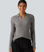 Lapel Long Sleeve Work Jumper — Wild Dove — view 1