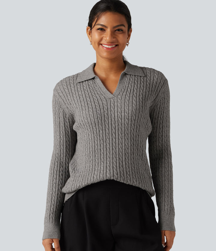 Lapel Long Sleeve Work Jumper — Wild Dove — view 1