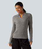 Lapel Long Sleeve Work Jumper — Wild Dove — view 4