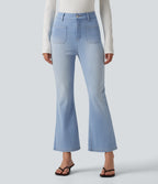 Mid Rise Bootcut Casual Jeans with Pockets — Powder Blue Denim — view 1