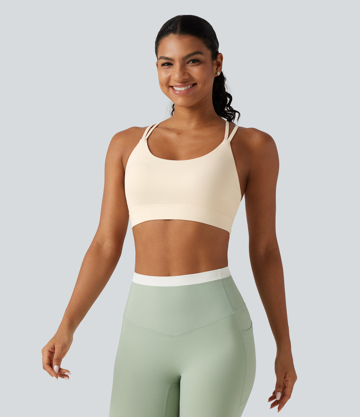 Plush Low Support Crisscross Built-in Bra Yoga Sports Bra — Solitary Star — view 3