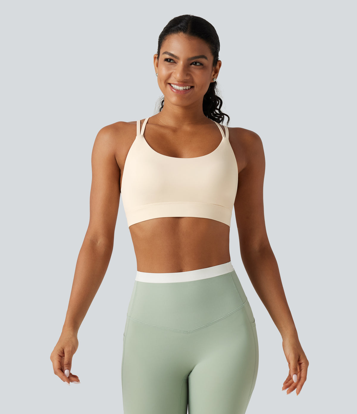 Plush Low Support Crisscross Built-in Bra Yoga Sports Bra — Solitary Star — view 2