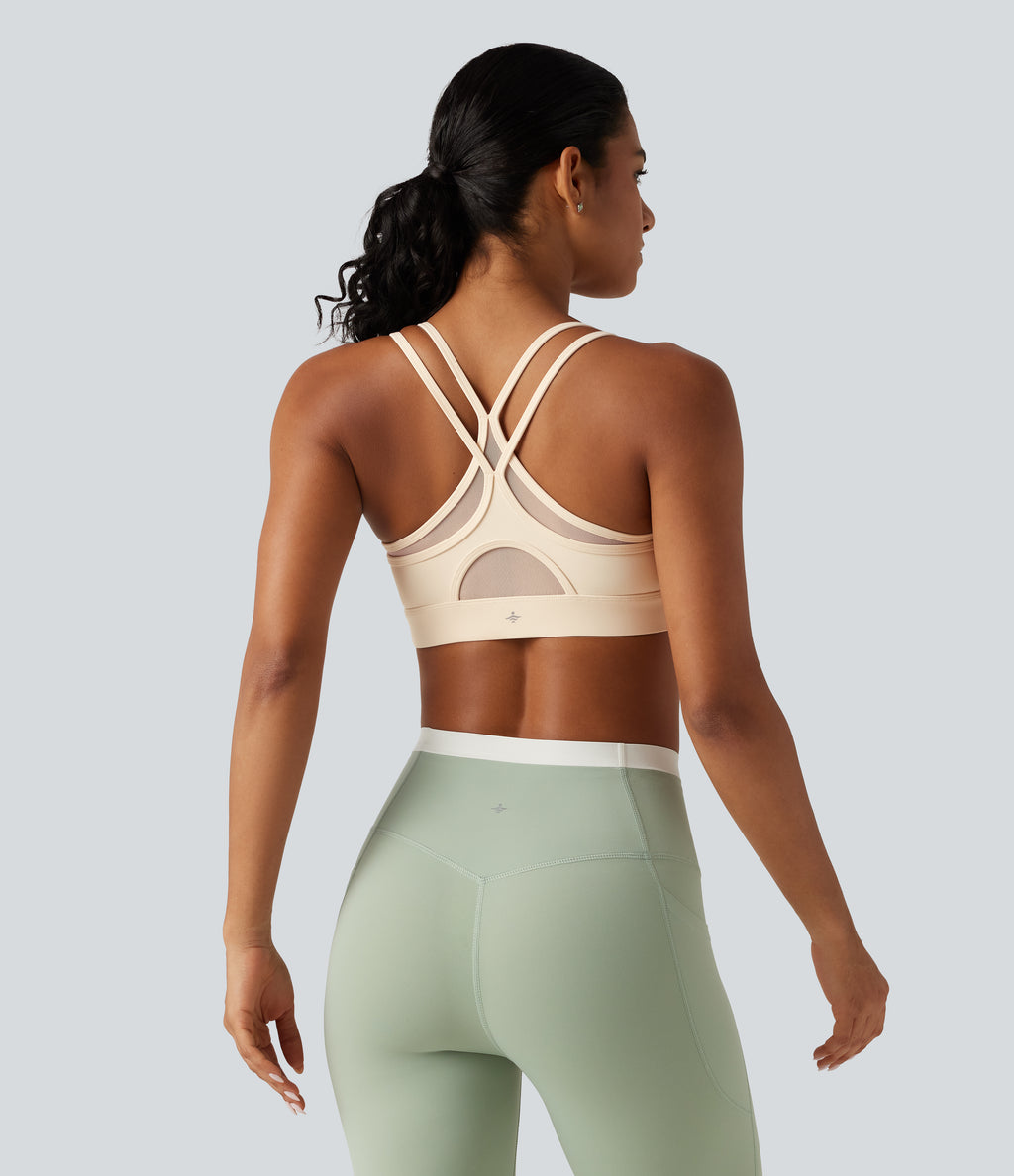 Plush Low Support Crisscross Built-in Bra Yoga Sports Bra — Solitary Star — view 4