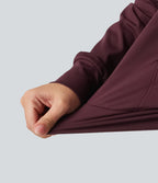Hooded Long Sleeve Lounging Sweatshirt with Pocket — Windsor Wine — view 5