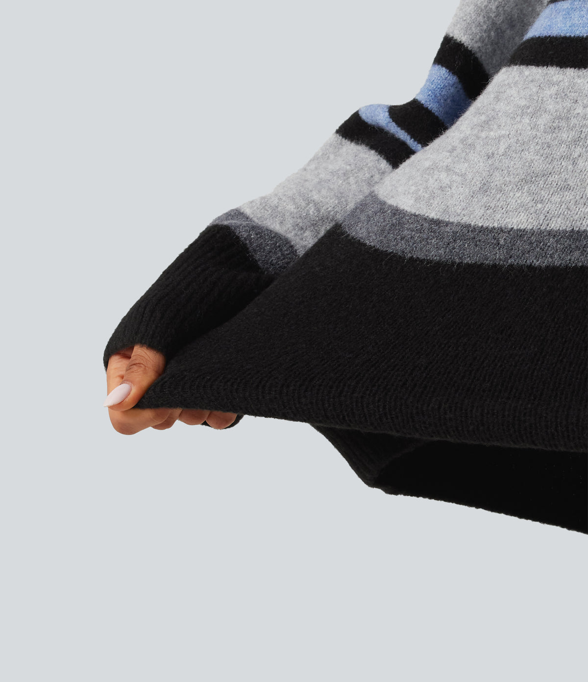Round Neck Long Sleeve Oversize Striped Casual Jumper — Alpine Stripe — view 5