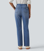 High Waisted Casual Jeans with Pockets — Blue Jasper Denim — view 2