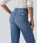 High Waisted Casual Jeans with Pockets — Blue Jasper Denim — view 4