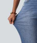 High Waisted Casual Jeans with Pockets — Blue Jasper Denim — view 6