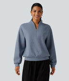 V Neck Long Sleeve Waffle Casual Sweatshirt — Troposphere — view 4