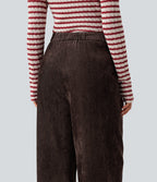High Waisted Wide Leg Work Trousers with Pockets — Black Coffee — view 4