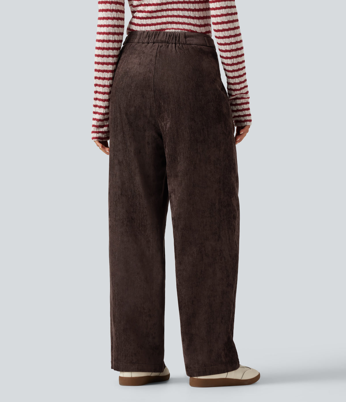 High Waisted Wide Leg Work Trousers with Pockets — Black Coffee — view 2