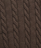 V Neck Dropped Long Sleeve Cable Knit Casual Wool-Blend Jumper — Coffee — view 7