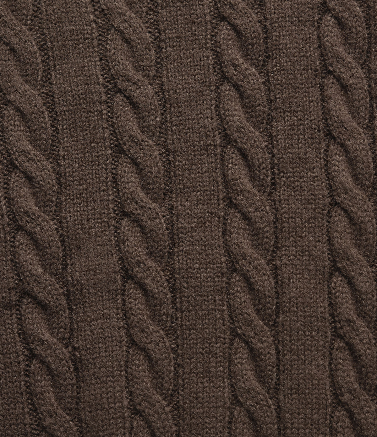 V Neck Dropped Long Sleeve Cable Knit Casual Wool-Blend Jumper — Coffee — view 7
