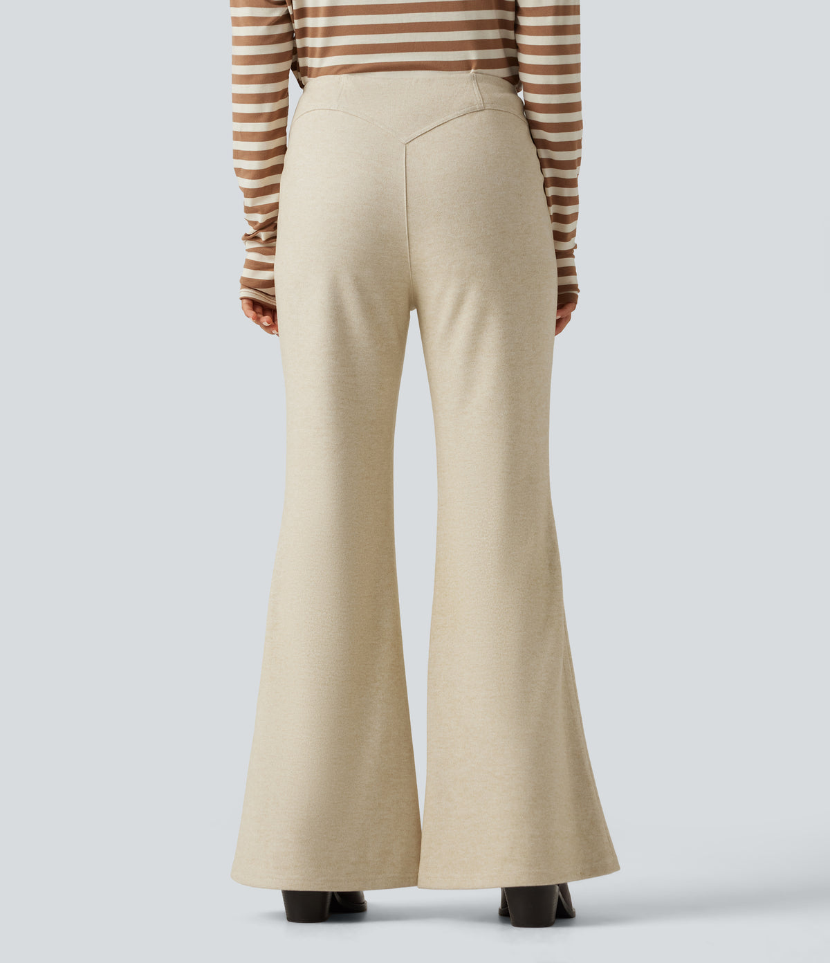 Mid Rise Flare Work Trousers — Oatmeal Khaki — view 2