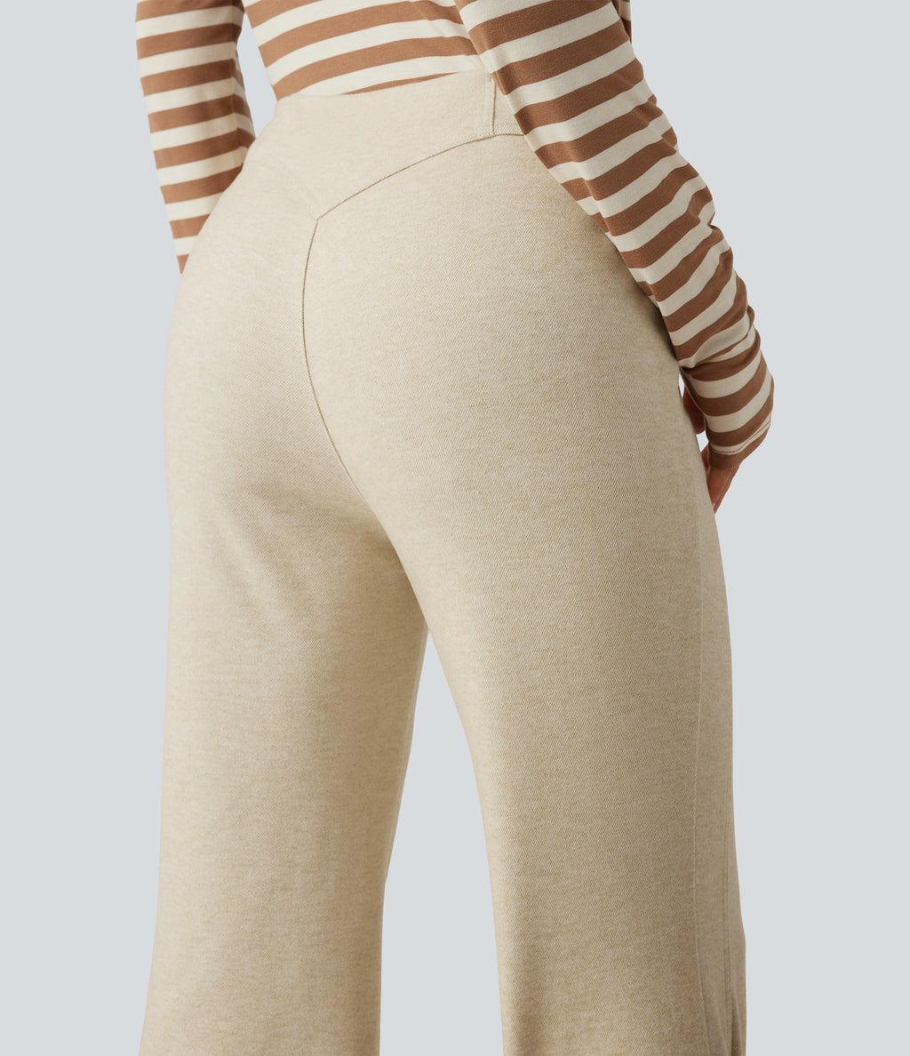Mid Rise Flare Work Trousers — Oatmeal Khaki — view 5