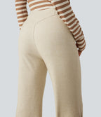 Mid Rise Flare Work Trousers — Oatmeal Khaki — view 5